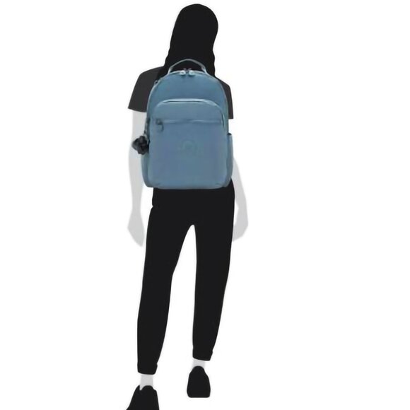 brand new Kipling 45cm 15" backpack Seoul large openside pocket light blue - Picture 9 of 10